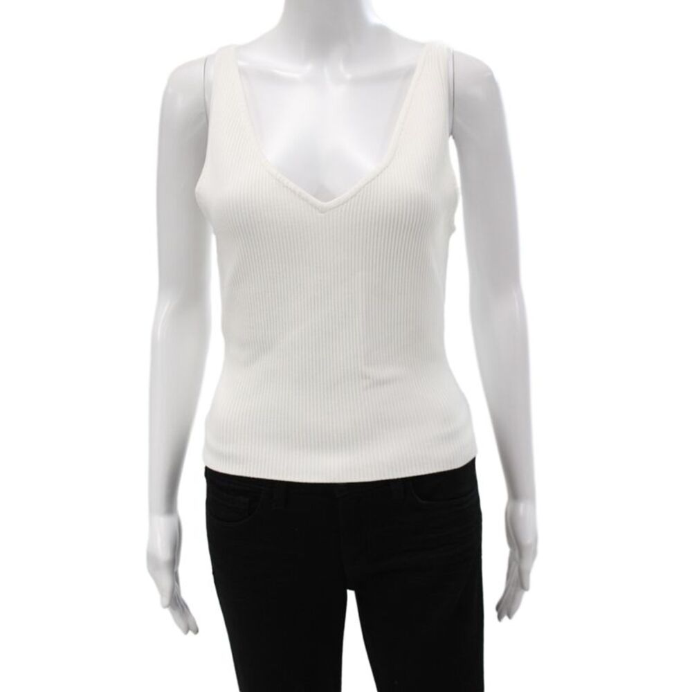Babaton Womens Basic Camisole White V-Neck Sleeveless 99% Nylon Size L
